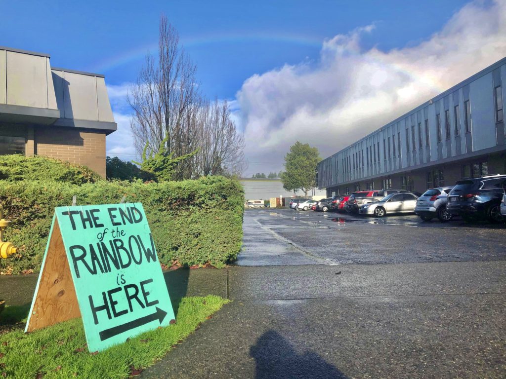 Crystallography Gems office under a Seattle rainbow