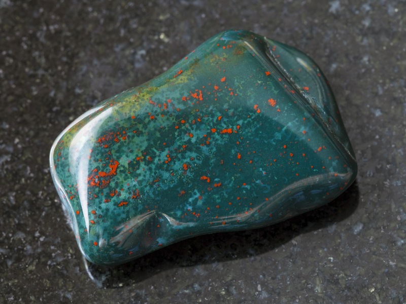 Closeup of Bloodstone tumbled crystal