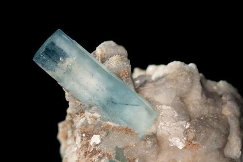 Aquamarine raw crystal on matrix