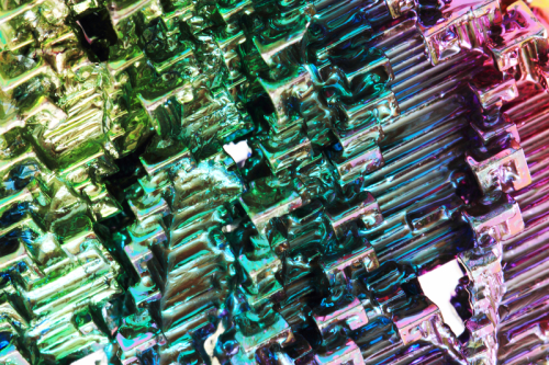 Closeup of raw Bismuth specimen