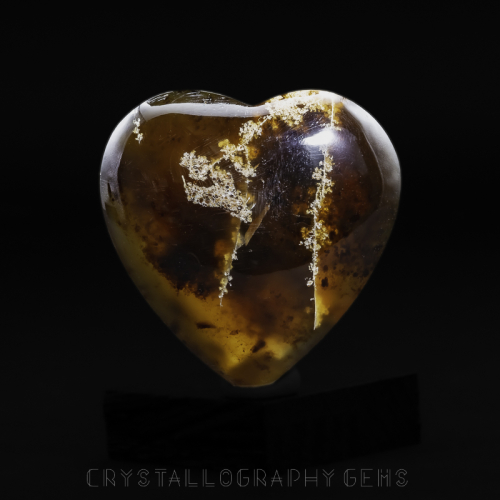 Blue Indonesian Amber fossil heart carving