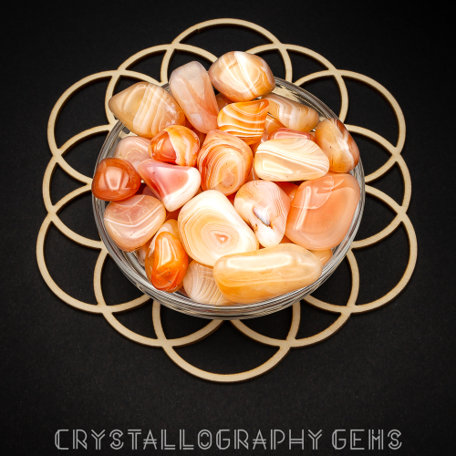 Tumbled Peach Banded Agate crystals