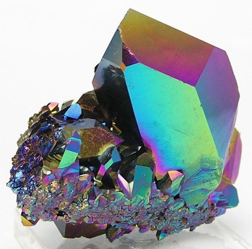 Rainbow Aura Quartz raw crystal cluster